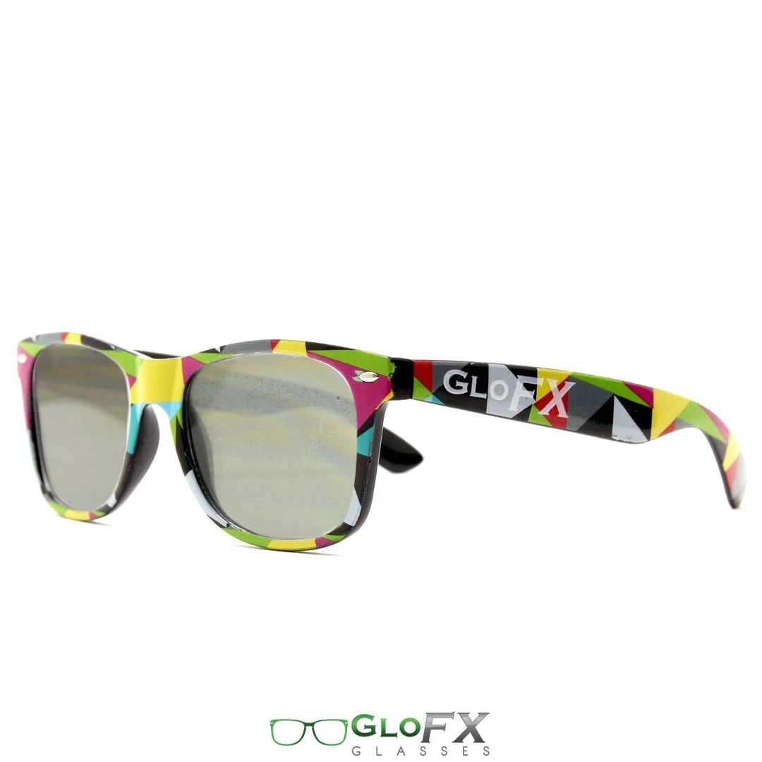 GloFX Geometric Diffraction Glasses - Emerald Tinted 4 GloFX Geometric Diffraction Glasses - Emerald Tinted