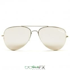 New In GloFX Metal Pilot Aviator Style Diffraction Glasses - Silver Mirror