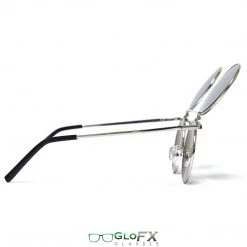 GloFX Vintage Flip Round Diffraction Glasses - Silver - Silver Mirror 17 GloFX Vintage Flip Round Diffraction Glasses - Silver - Silver Mirror