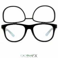 GloFX Spiral Flip Diffraction Glasses - Black Rave Glasses & Goggles