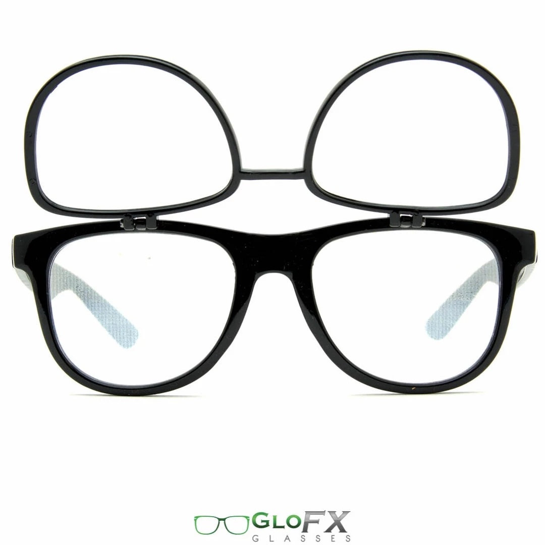 GloFX Spiral Flip Diffraction Glasses - Black Rave Glasses & Goggles 3 GloFX Spiral Flip Diffraction Glasses - Black Rave Glasses & Goggles