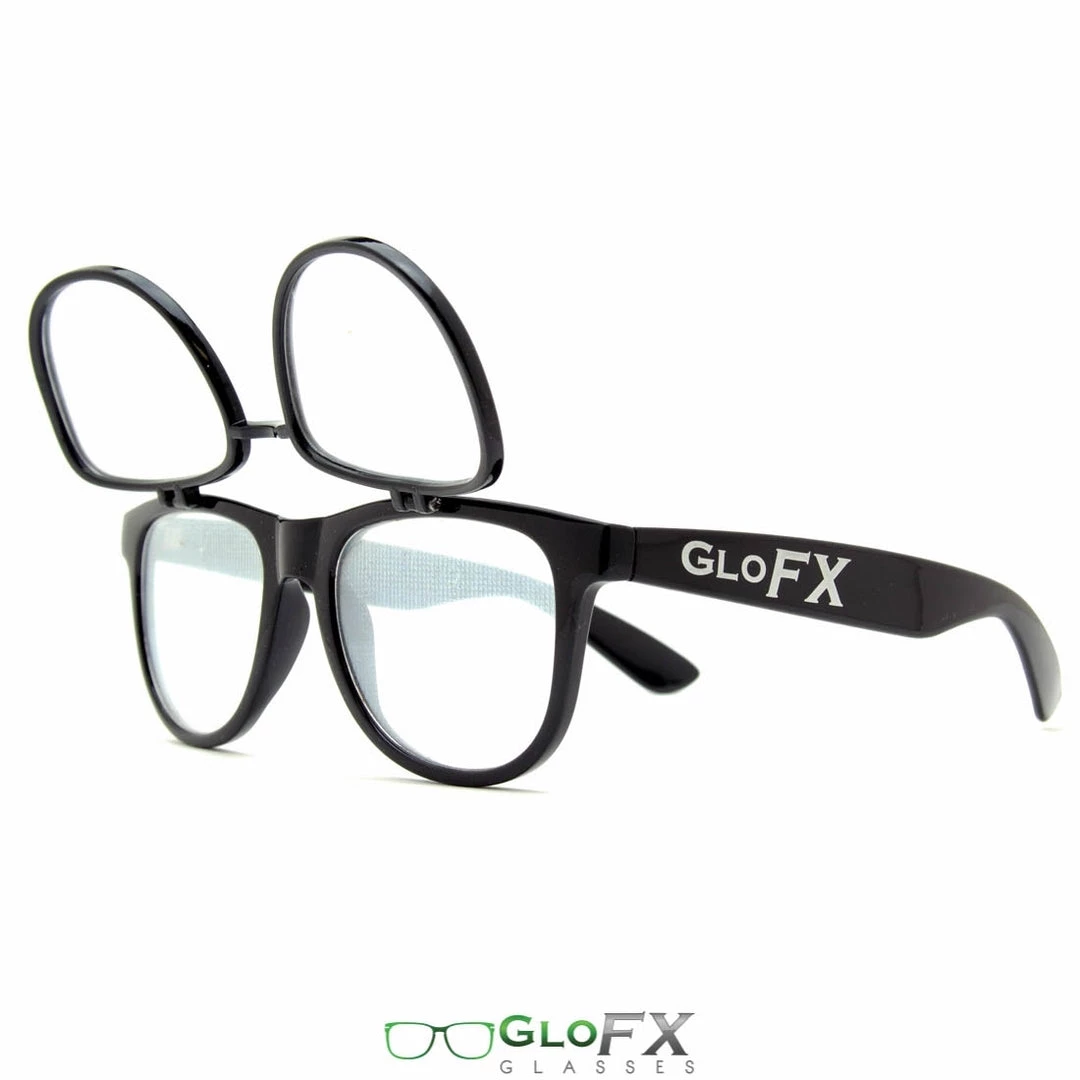 GloFX Spiral Flip Diffraction Glasses - Black Rave Glasses & Goggles 6 GloFX Spiral Flip Diffraction Glasses - Black Rave Glasses & Goggles