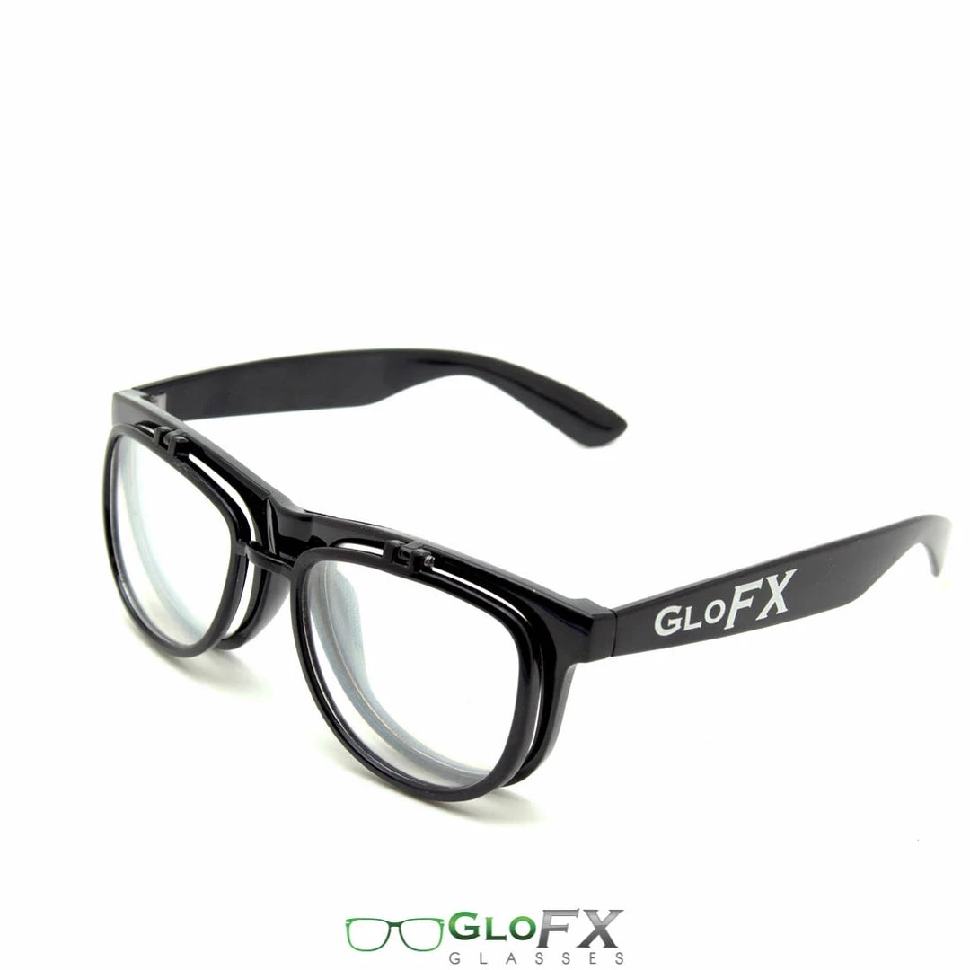 GloFX Spiral Flip Diffraction Glasses - Black Rave Glasses & Goggles 8 GloFX Spiral Flip Diffraction Glasses - Black Rave Glasses & Goggles
