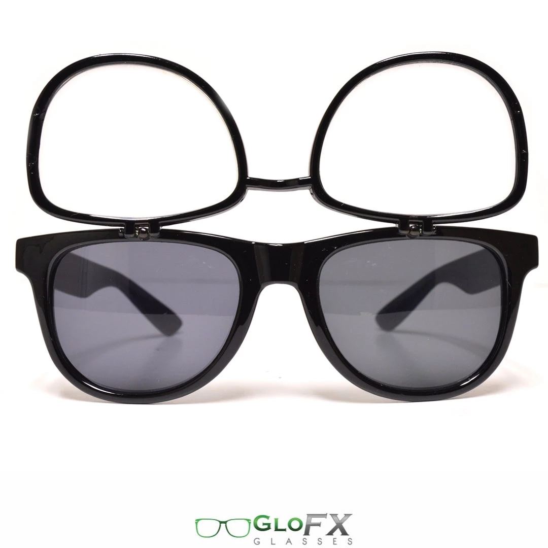 Rave Glasses & Goggles GloFX Diffraction Flip Sunglasses - Black 3 Rave Glasses & Goggles GloFX Diffraction Flip Sunglasses - Black