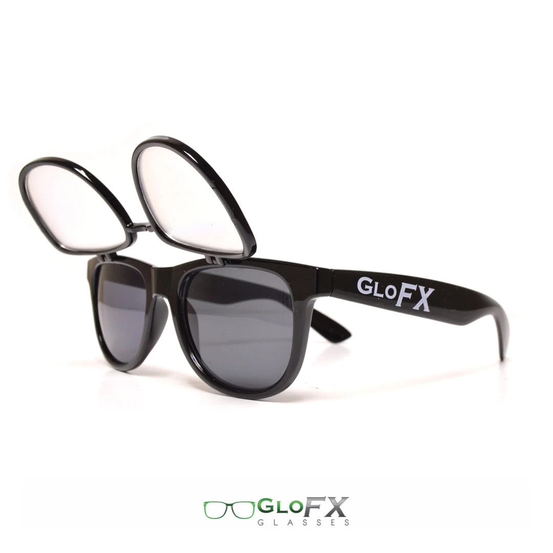 Rave Glasses & Goggles GloFX Diffraction Flip Sunglasses - Black 6 Rave Glasses & Goggles GloFX Diffraction Flip Sunglasses - Black
