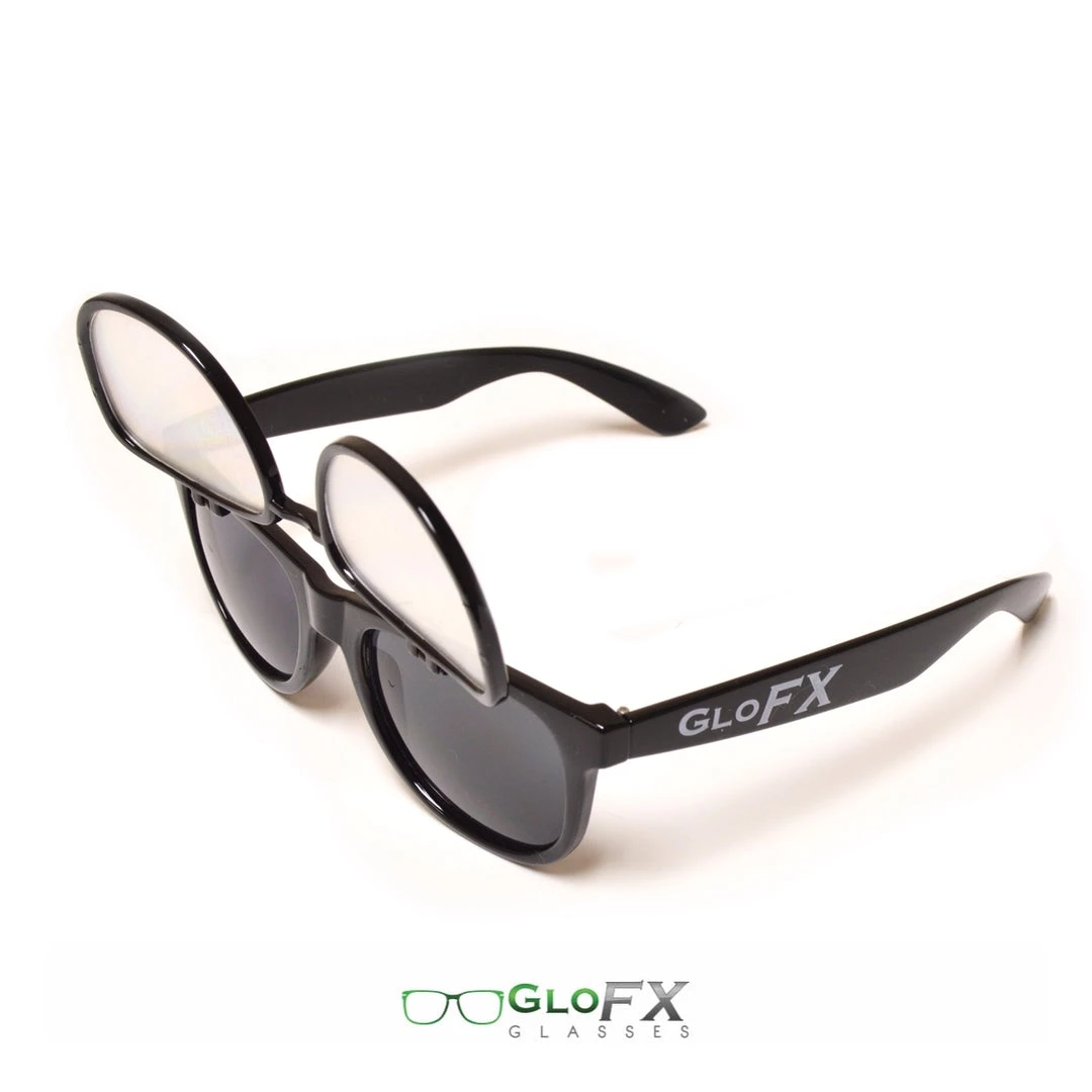 Rave Glasses & Goggles GloFX Diffraction Flip Sunglasses - Black 10 Rave Glasses & Goggles GloFX Diffraction Flip Sunglasses - Black