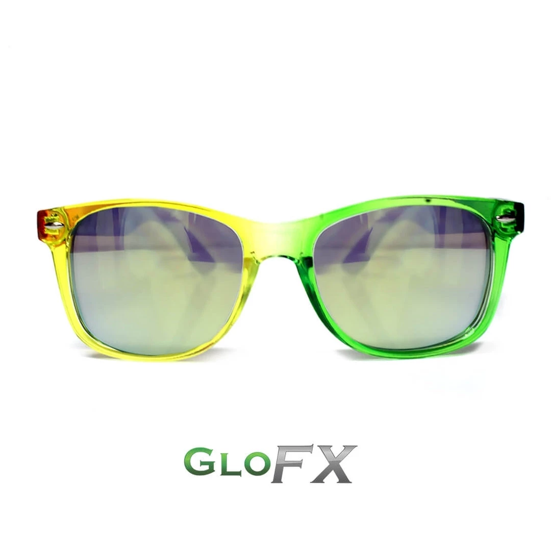 GloFX Transparent Rainbow Diffraction Glasses - Gold Mirror Rave Glasses & Goggles 3 GloFX Transparent Rainbow Diffraction Glasses - Gold Mirror Rave Glasses & Goggles