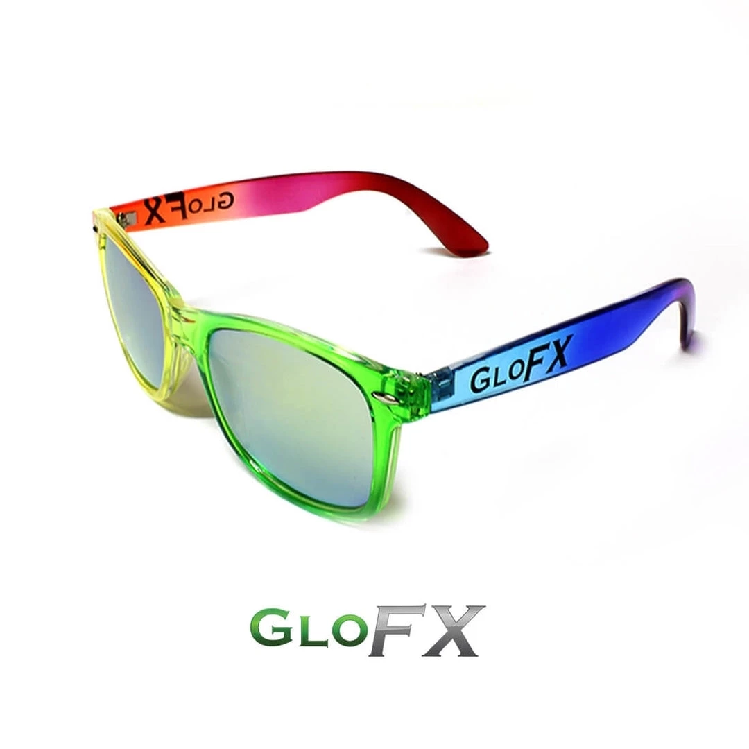 GloFX Transparent Rainbow Diffraction Glasses - Gold Mirror Rave Glasses & Goggles 4 GloFX Transparent Rainbow Diffraction Glasses - Gold Mirror Rave Glasses & Goggles