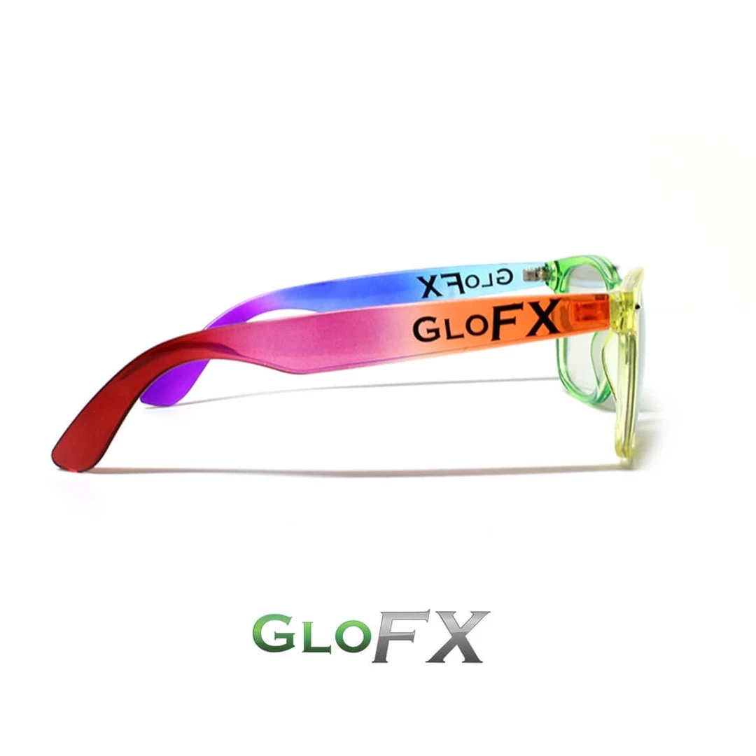GloFX Transparent Rainbow Diffraction Glasses - Gold Mirror Rave Glasses & Goggles 6 GloFX Transparent Rainbow Diffraction Glasses - Gold Mirror Rave Glasses & Goggles