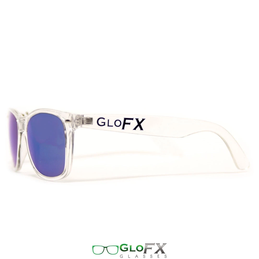 New In GloFX Diffraction Glasses - Clear - Blue Mirror 4 New In GloFX Diffraction Glasses - Clear - Blue Mirror