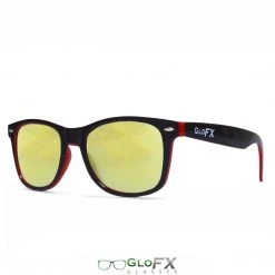 GloFX Diffraction Glasses - Red + Black - Gold Mirror