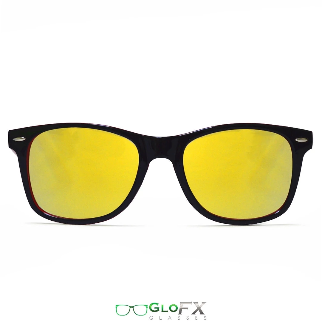 GloFX Diffraction Glasses - Red + Black - Gold Mirror 4 GloFX Diffraction Glasses - Red + Black - Gold Mirror