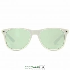 GloFX Ultimate Diffraction Glasses - White - Emerald Tinted On Sale