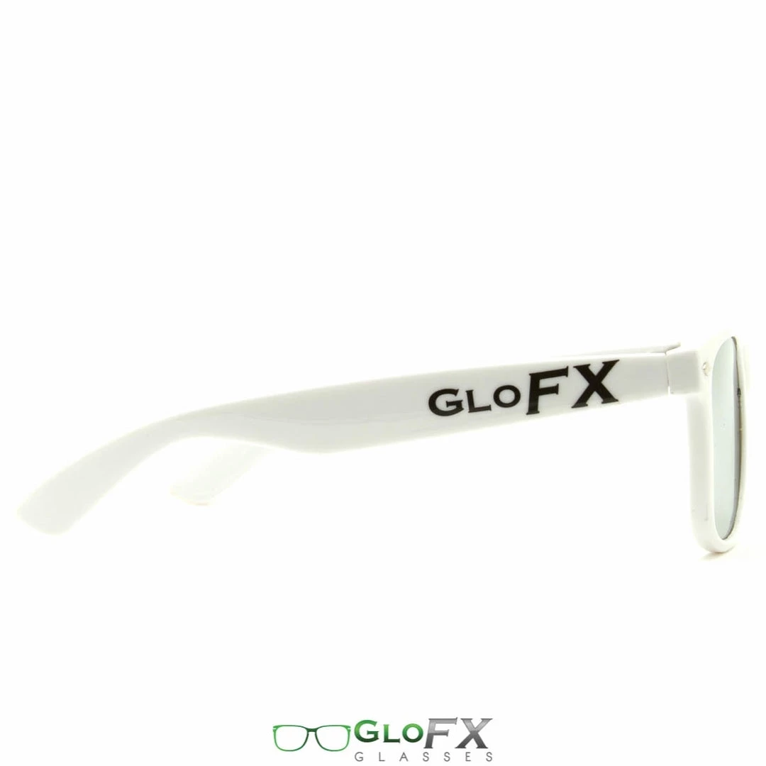 GloFX Ultimate Diffraction Glasses - White - Emerald Tinted On Sale 5 GloFX Ultimate Diffraction Glasses - White - Emerald Tinted On Sale