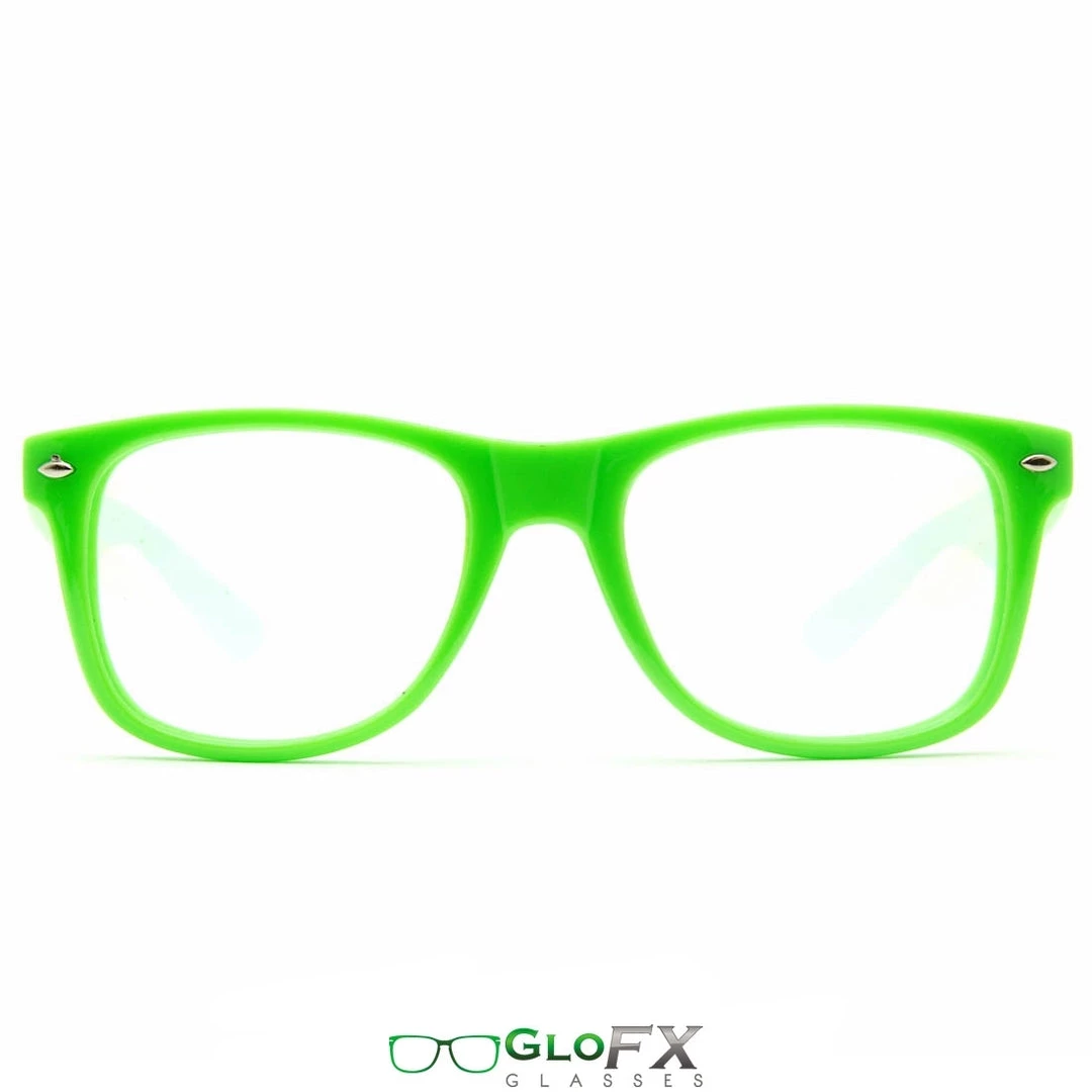 Rave Glasses & Goggles GloFX Ultimate Diffraction Glasses - Green - Clear 3 Rave Glasses & Goggles GloFX Ultimate Diffraction Glasses - Green - Clear