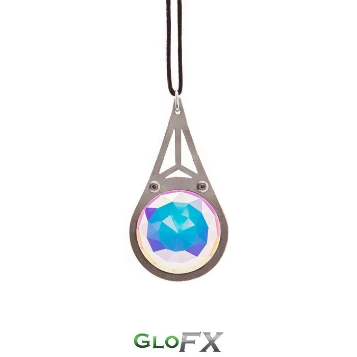 GloFX Kaleidoscope Crystal Monocle Necklace - Silver - Rainbow 3 GloFX Kaleidoscope Crystal Monocle Necklace - Silver - Rainbow