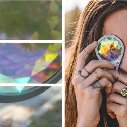 GloFX Rave Glasses & Goggles Kaleidoscope Crystal Monocle Necklace - Silver - Rainbow Wormhole 9 GloFX Rave Glasses & Goggles Kaleidoscope Crystal Monocle Necklace - Silver - Rainbow Wormhole