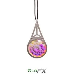 GloFX Rave Glasses & Goggles Kaleidoscope Crystal Monocle Necklace - Silver - Rainbow Fractal