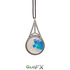 GloFX Rave Glasses & Goggles Kaleidoscope Crystal Monocle Necklace - Silver - Rainbow Bug-Eye