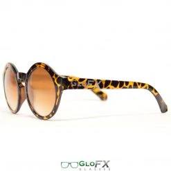 GloFX Round Tortoise Shell Diffraction Glasses - Amber Tinted Rave Glasses & Goggles