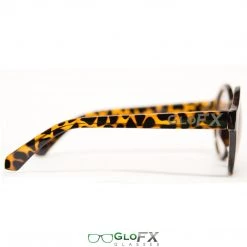 GloFX Round Tortoise Shell Diffraction Glasses - Amber Tinted Rave Glasses & Goggles