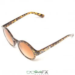 GloFX Round Tortoise Shell Diffraction Glasses - Amber Tinted Rave Glasses & Goggles
