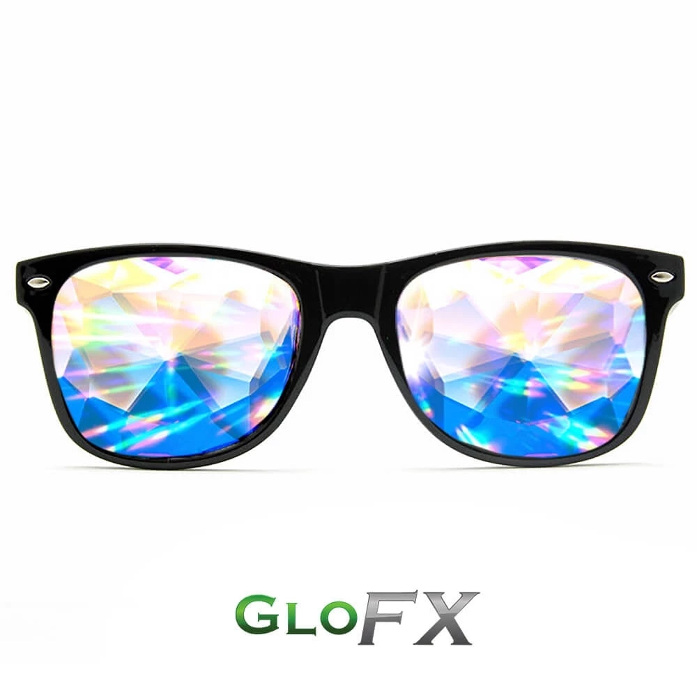 GloFX Ultimate Kaleidoscope + Diffraction Glasses - Black New In 3 GloFX Ultimate Kaleidoscope + Diffraction Glasses - Black New In