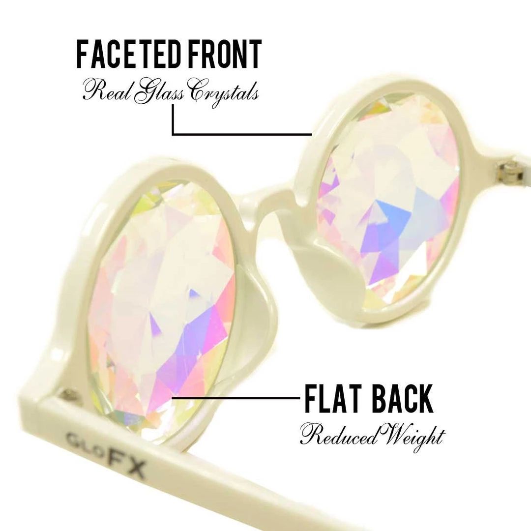GloFX Kaleidoscope Glasses - White - Rainbow Fractal 6 GloFX Kaleidoscope Glasses - White - Rainbow Fractal