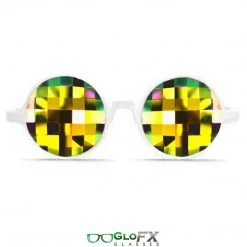 GloFX Kaleidoscope Glasses - White - Rainbow Bug-Eye