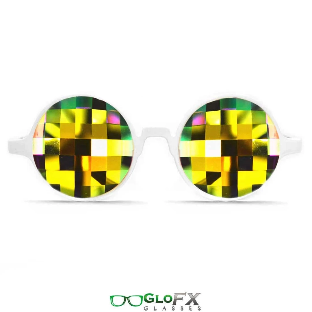 GloFX Kaleidoscope Glasses - White - Rainbow Bug-Eye 3 GloFX Kaleidoscope Glasses - White - Rainbow Bug-Eye
