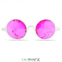 GloFX Kaleidoscope Glasses - White - Magenta