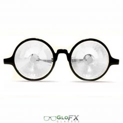 GloFX Kaleidoscope Glasses - Black - Clear Wormhole Rave Glasses & Goggles