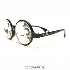 GloFX Kaleidoscope Glasses - Black - Clear Wormhole Rave Glasses & Goggles