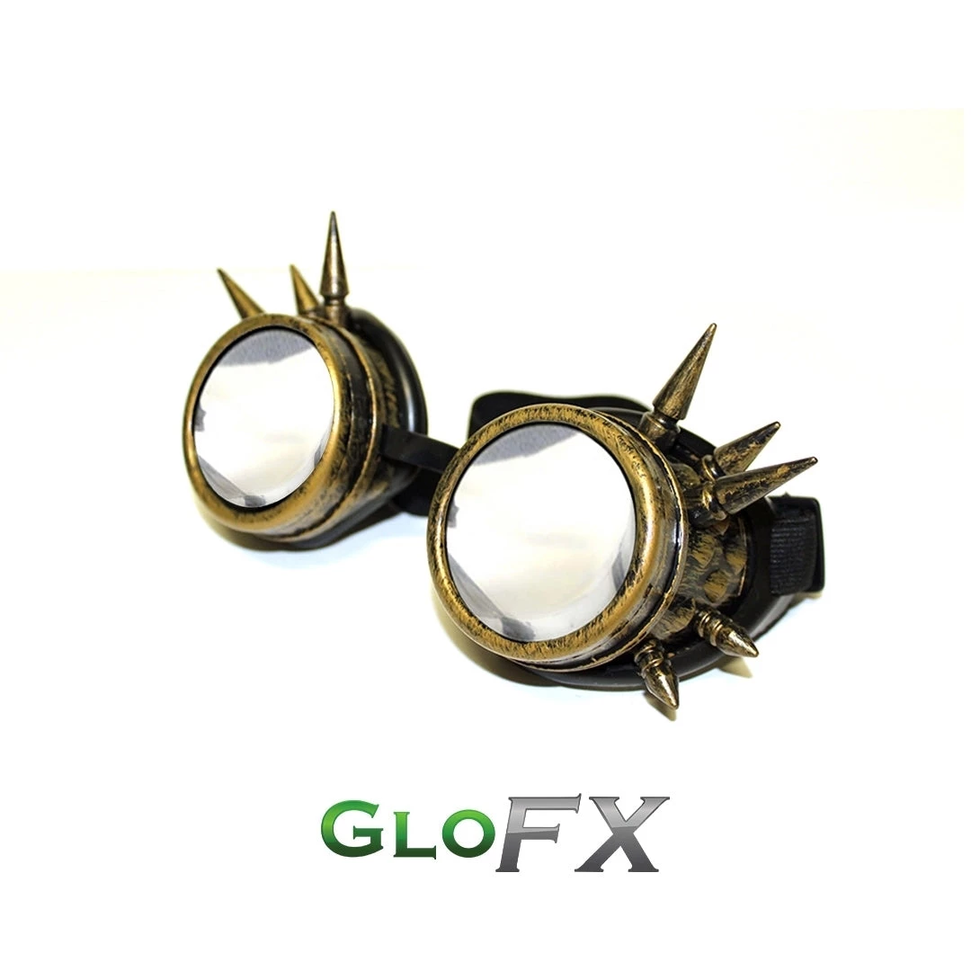 GloFX Diffraction Goggles - Brass Spike - Clear Rave Glasses & Goggles 3 GloFX Diffraction Goggles - Brass Spike - Clear Rave Glasses & Goggles