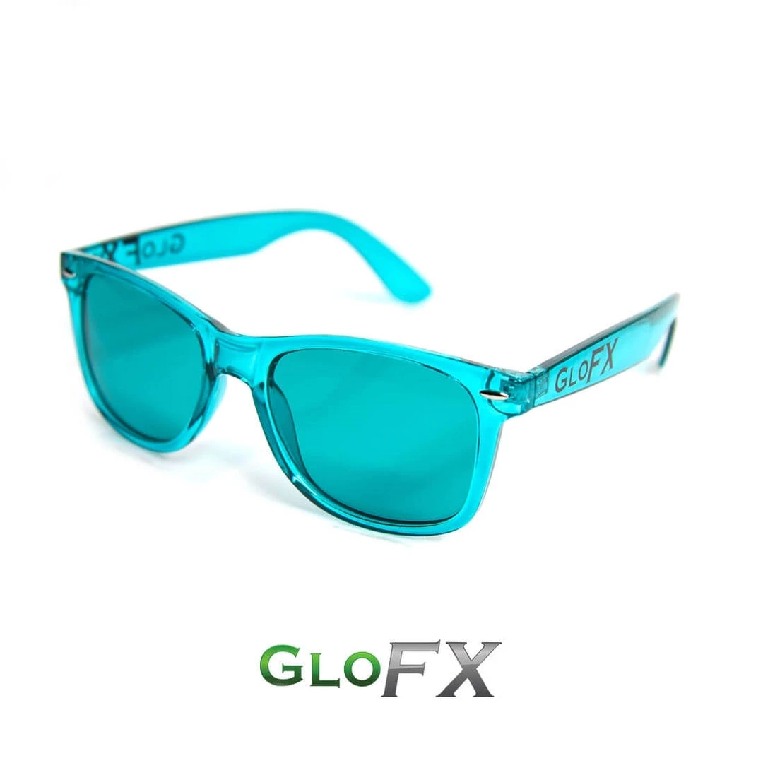 GloFX Colour Infused Diffraction Glasses - Aqua Blue 4 GloFX Colour Infused Diffraction Glasses - Aqua Blue