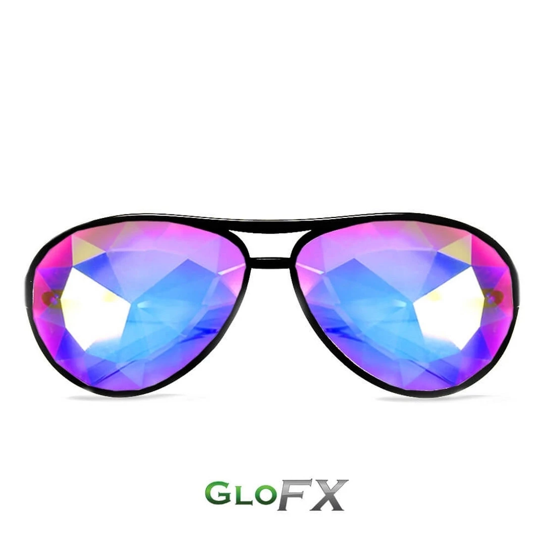 New In GloFX Aviator Kaleidoscope Glasses - Black 3 New In GloFX Aviator Kaleidoscope Glasses - Black
