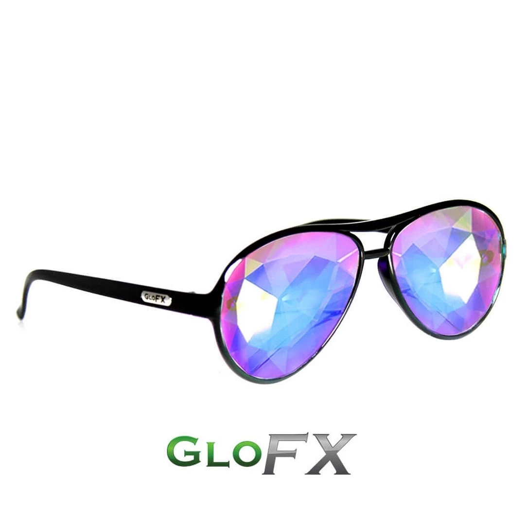 New In GloFX Aviator Kaleidoscope Glasses - Black 4 New In GloFX Aviator Kaleidoscope Glasses - Black