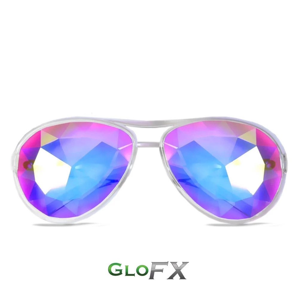 GloFX Aviator Kaleidoscope Glasses - Clear New In 3 GloFX Aviator Kaleidoscope Glasses - Clear New In
