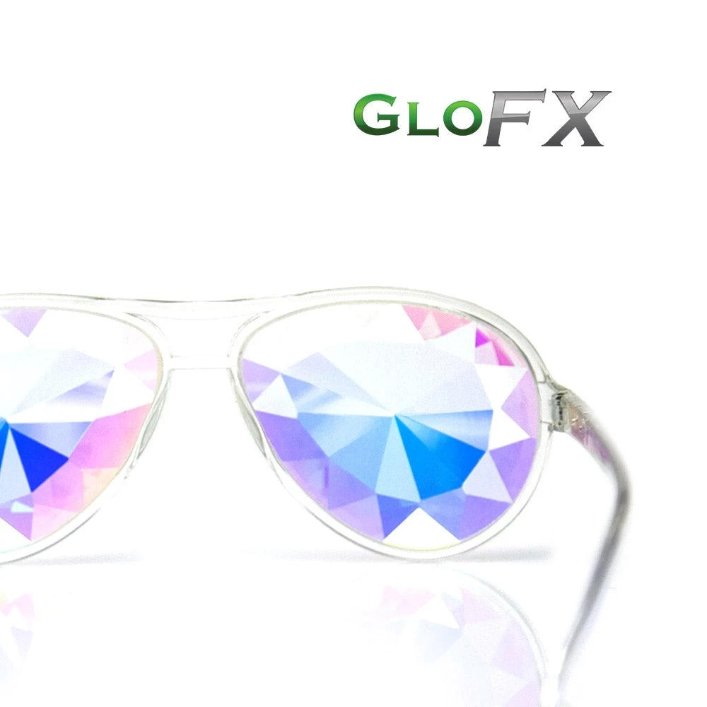GloFX Aviator Kaleidoscope Glasses - Clear New In 6 GloFX Aviator Kaleidoscope Glasses - Clear New In