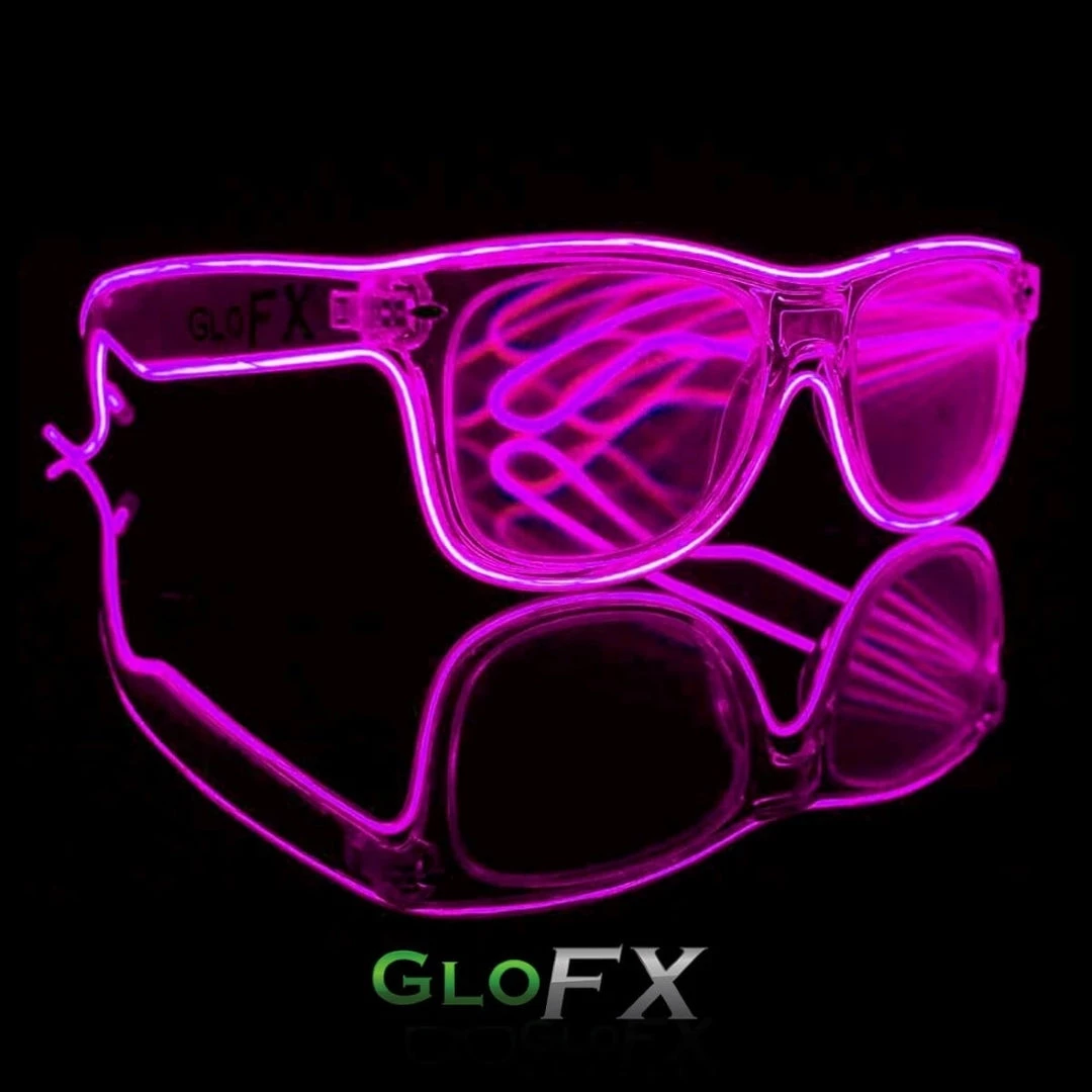 GloFX Ultimate Diffraction Glasses - Clear With Pink Luminescence Rave Glasses & Goggles 3 GloFX Ultimate Diffraction Glasses - Clear With Pink Luminescence Rave Glasses & Goggles