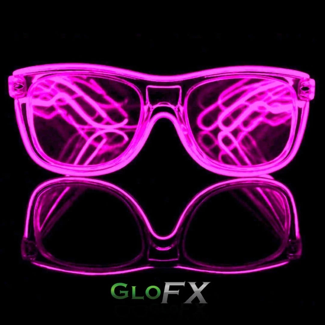 GloFX Ultimate Diffraction Glasses - Clear With Pink Luminescence Rave Glasses & Goggles 4 GloFX Ultimate Diffraction Glasses - Clear With Pink Luminescence Rave Glasses & Goggles