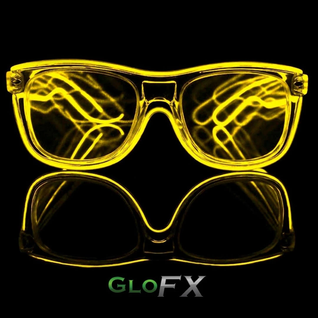 Rave Glasses & Goggles GloFX Ultimate Diffraction Glasses - Clear With Yellow Luminescence 4 Rave Glasses & Goggles GloFX Ultimate Diffraction Glasses - Clear With Yellow Luminescence