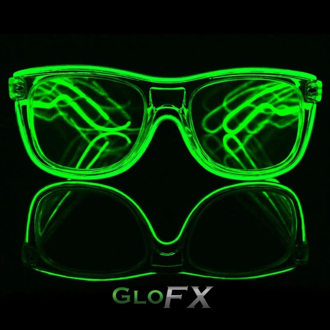 GloFX Ultimate Diffraction Glasses - Clear With Green Luminescence 4 GloFX Ultimate Diffraction Glasses - Clear With Green Luminescence