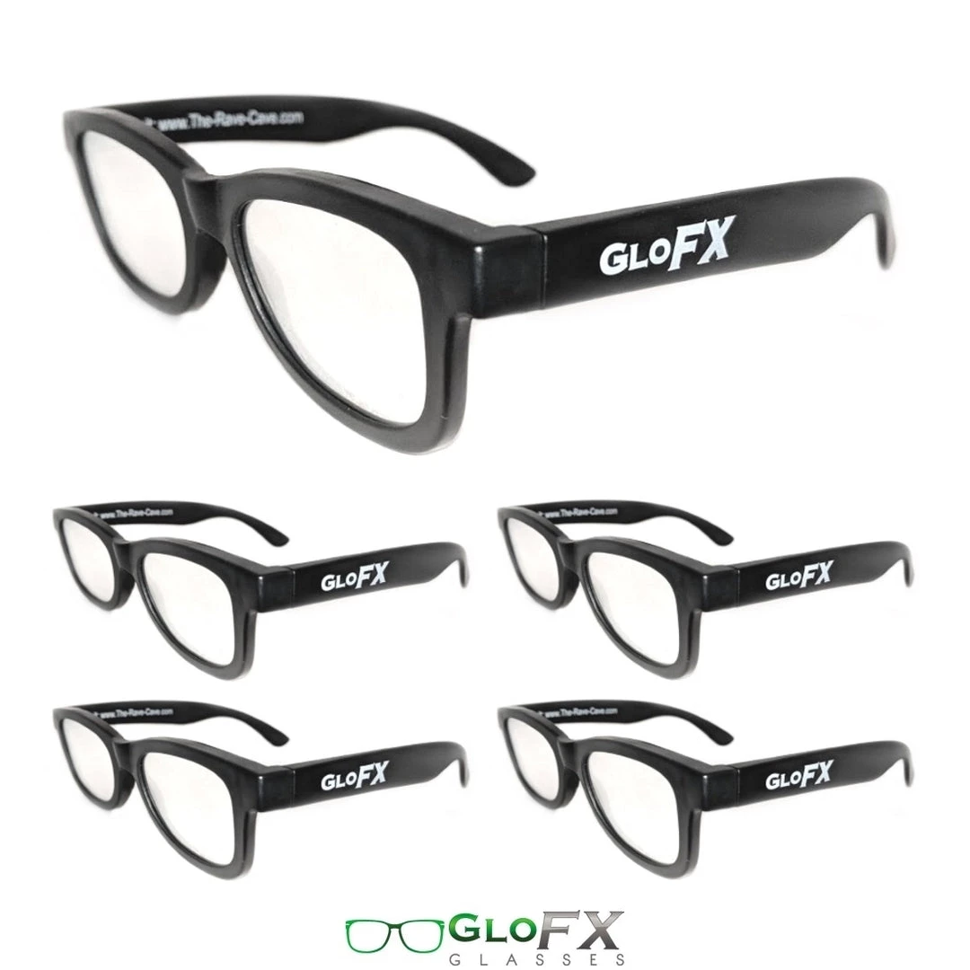 GloFX Standard Diffraction Glasses - Black - Clear - 5 Pack 3 GloFX Standard Diffraction Glasses - Black - Clear - 5 Pack