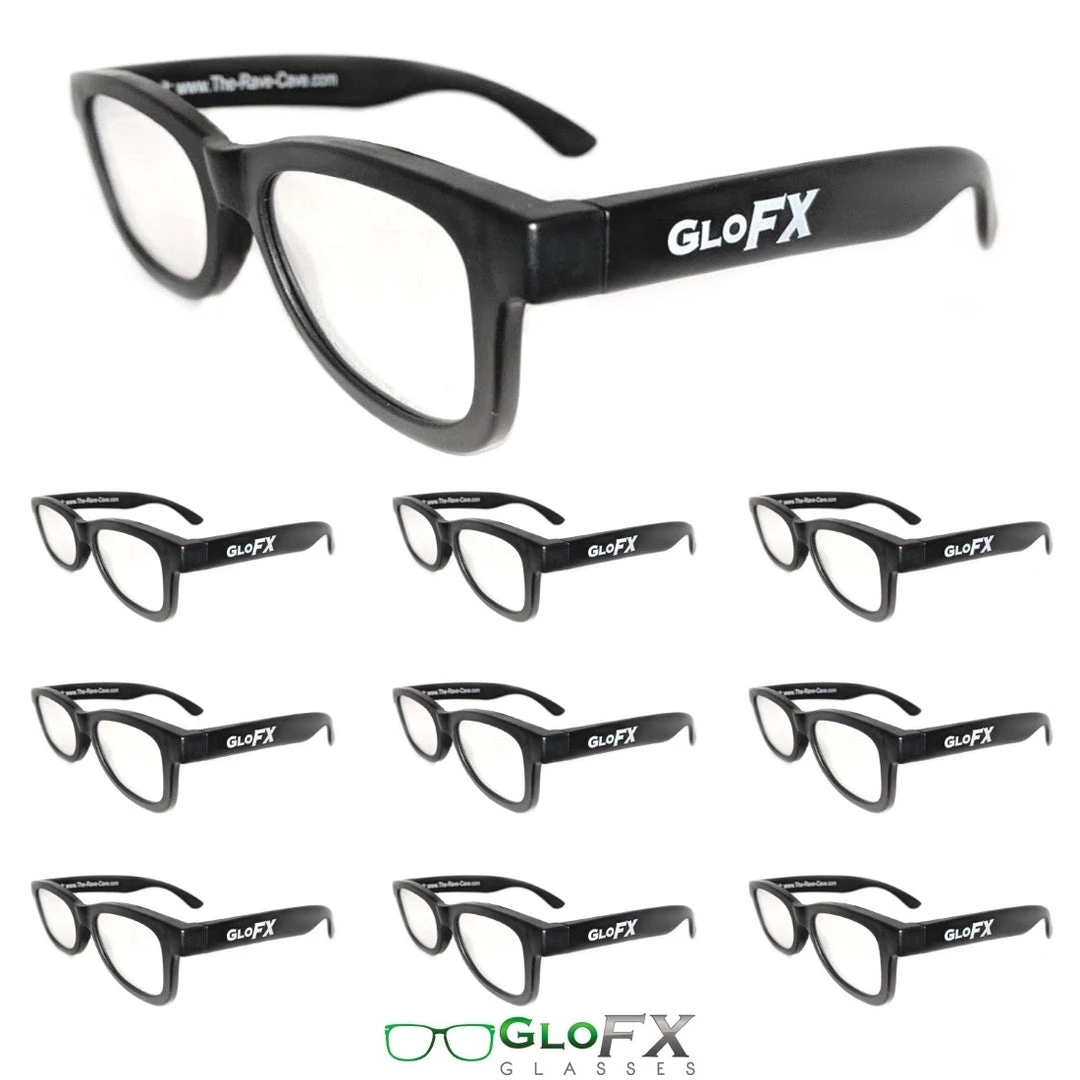 GloFX Standard Diffraction Glasses - Black - Clear - 10 Pack Deals 3 GloFX Standard Diffraction Glasses - Black - Clear - 10 Pack Deals