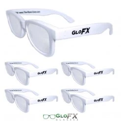 GloFX Standard Diffraction Glasses - White - Clear - 5 Pack Deals