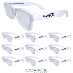 Deals GloFX Standard Diffraction Glasses - White - Clear - 10 Pack