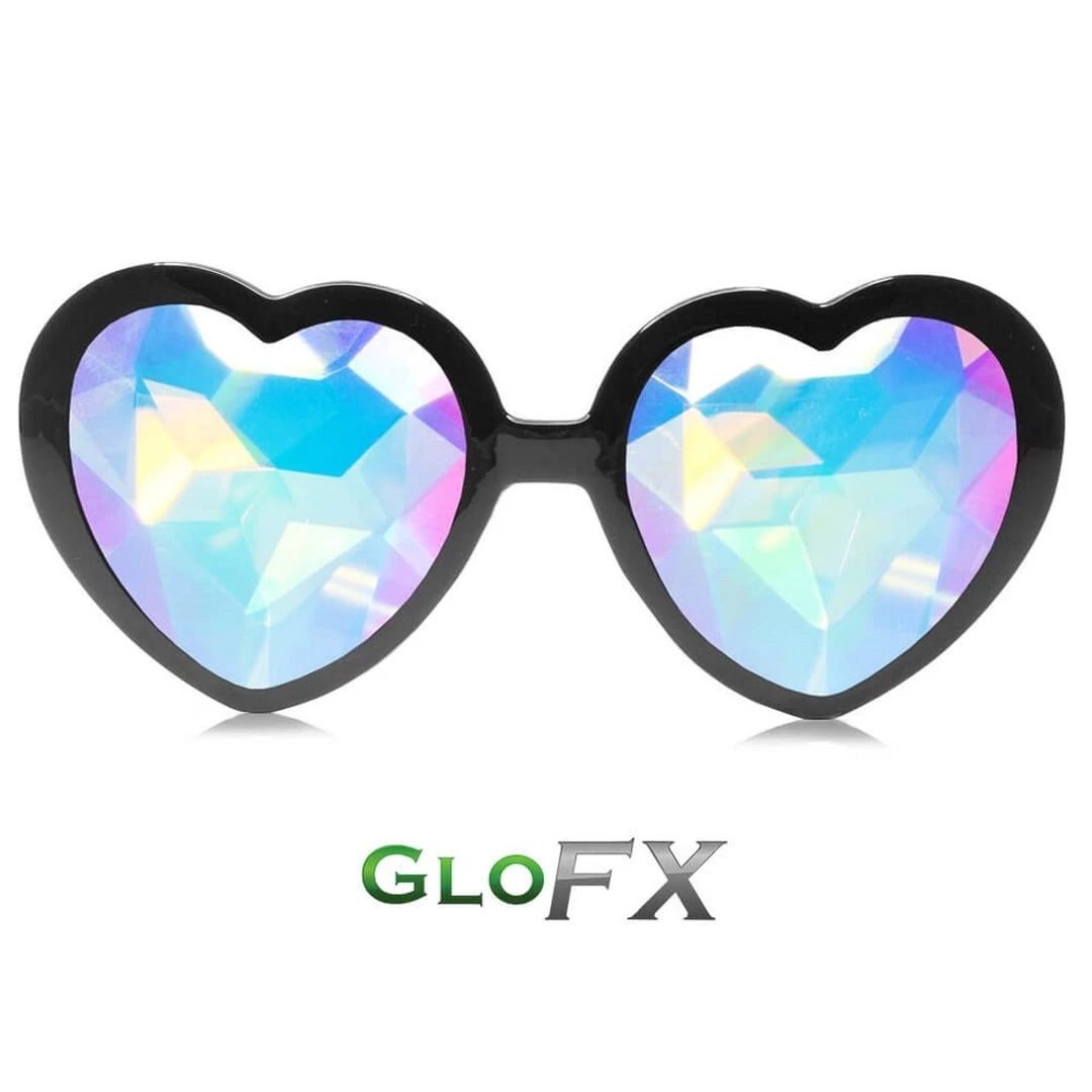 GloFX Heart Shaped Kaleidoscope Glasses - Black Rave Glasses & Goggles 3 GloFX Heart Shaped Kaleidoscope Glasses - Black Rave Glasses & Goggles