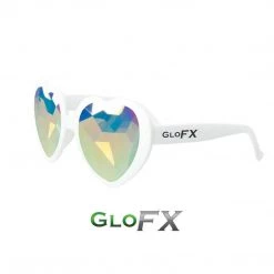 GloFX Heart Shaped Kaleidoscope Glasses - White New In