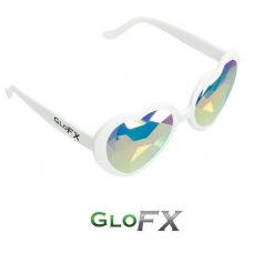 GloFX Heart Shaped Kaleidoscope Glasses - White New In